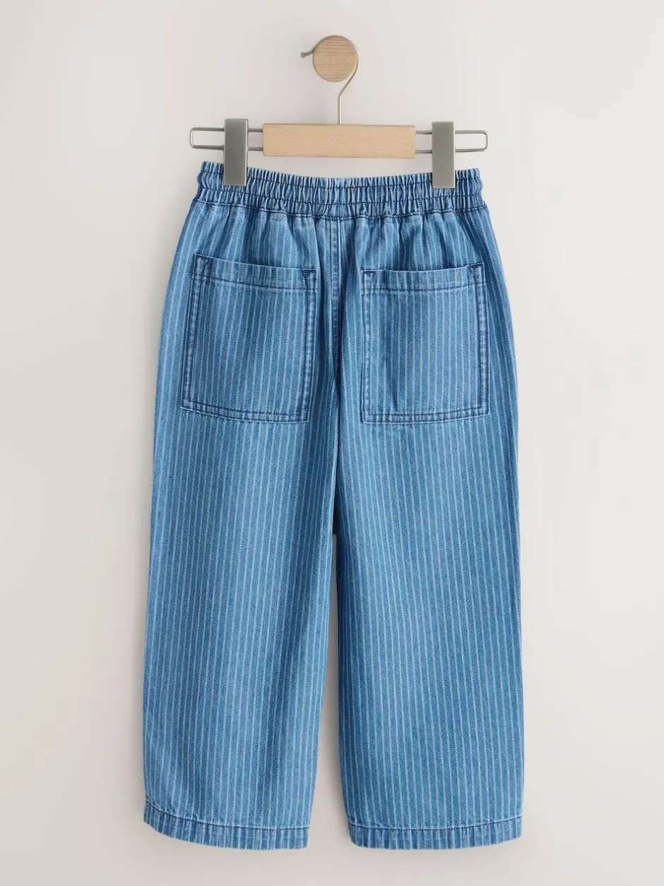 Next Pull on Denim Jeans (3-16yrs) Blue/Ecru Stripe New