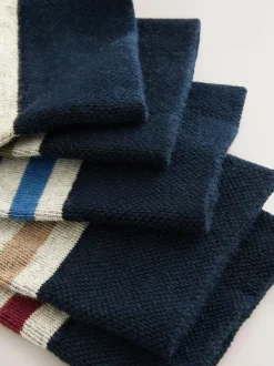 Next Blue/Ecru Striped Cushioned Sole Comfort Socks 5 Pack Online