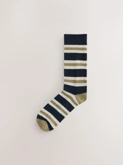 Next Blue/Ecru Striped Cushioned Sole Comfort Socks 5 Pack Online