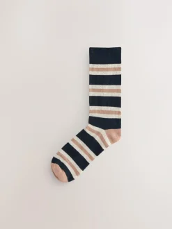 Next Blue/Ecru Striped Cushioned Sole Comfort Socks 5 Pack Online