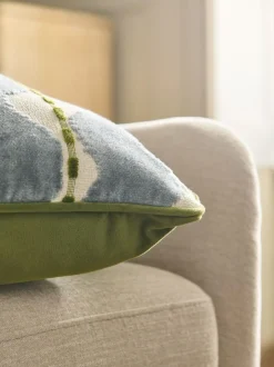 Next Blue/Green 40 x 59cm Cut Velvet Wiggle Cushion Discount