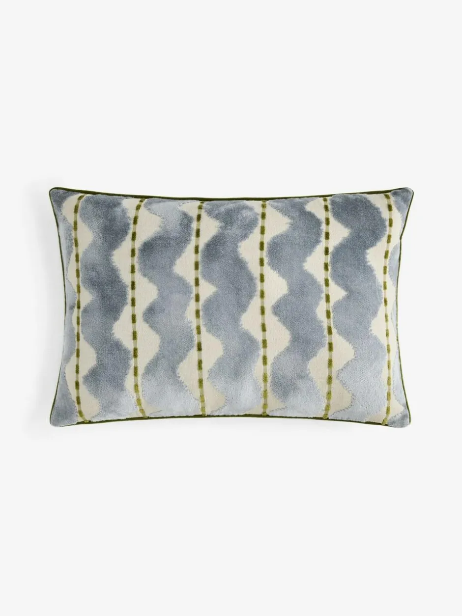 Next Blue/Green 40 x 59cm Cut Velvet Wiggle Cushion Discount