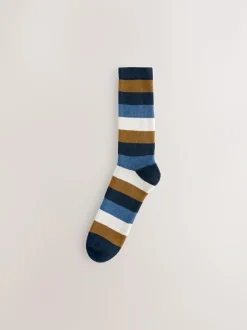 Next Heavyweight Socks 4 Pack Blue/Green/Orange Rugby Stripe Online