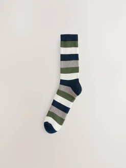 Next Heavyweight Socks 4 Pack Blue/Green/Orange Rugby Stripe Online