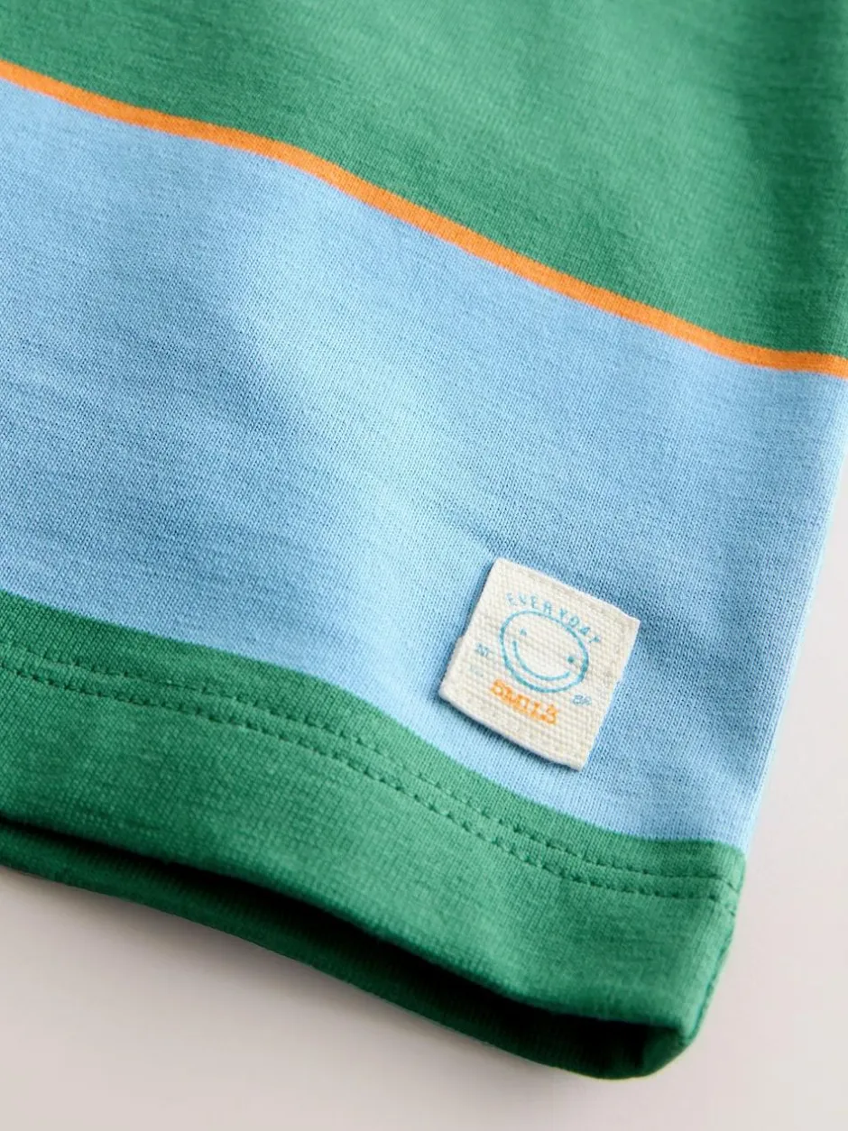 Next Short Sleeve Stripe T-Shirt (3mths-7yrs) (3mths-7yrs) Blue/Green/Orange Discount