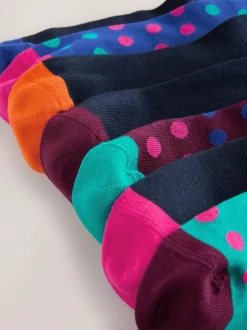 Next Blue/Green/Orange Spot 7 Pack Mens Cotton Rich Socks Online