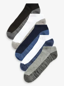 Next 5 Pack Cushioned Trainers Socks Blue/Grey Hot