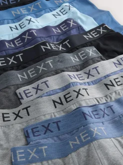 Next Blue/Grey Marl 10 pack Cotton Rich Blend Hipsters Boxers Clearance