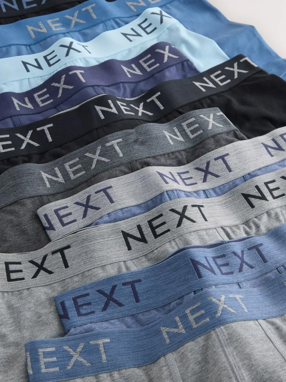 Next Blue/Grey Marl 10 pack Cotton Rich Blend Hipsters Boxers Clearance
