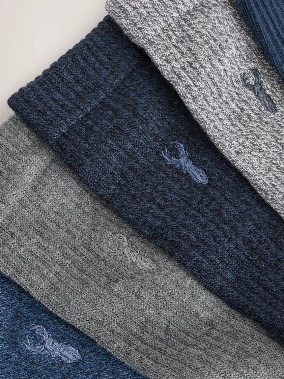 Next Stag Embroidered Heavyweight Socks 10 Pack Blue/Grey Twisted New