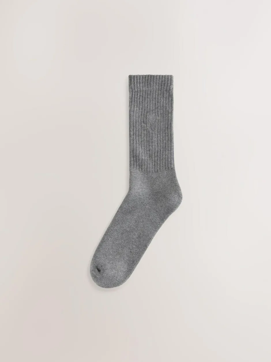 Next Stag Embroidered Heavyweight Socks 10 Pack Blue/Grey Twisted New