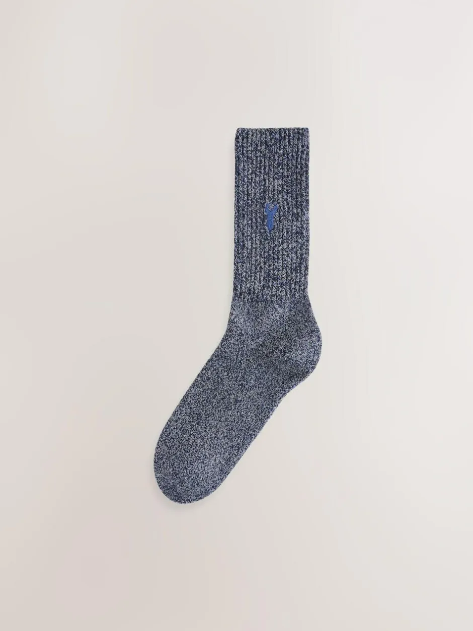 Next Stag Embroidered Heavyweight Socks 10 Pack Blue/Grey Twisted New