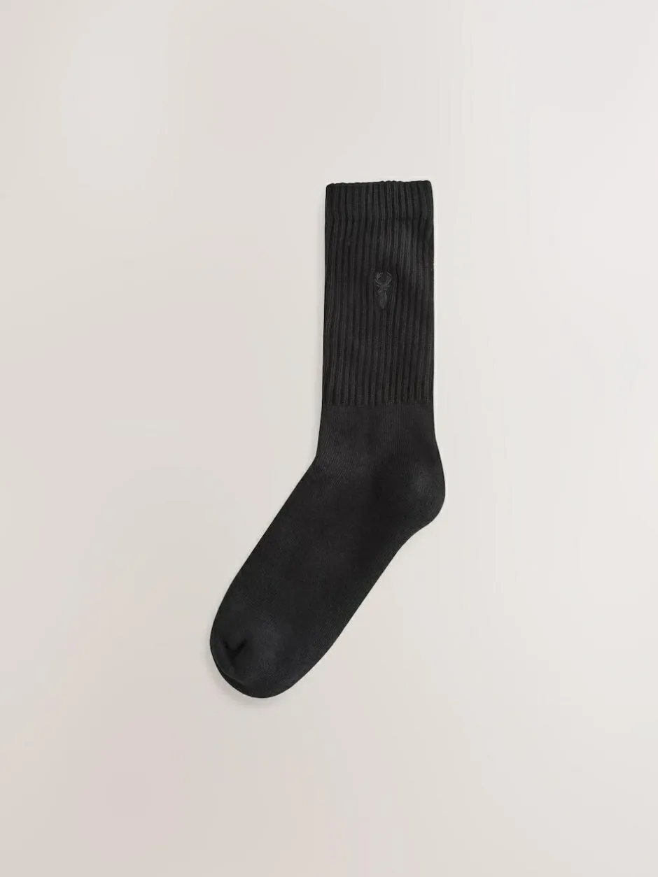 Next Stag Embroidered Heavyweight Socks 10 Pack Blue/Grey Twisted New