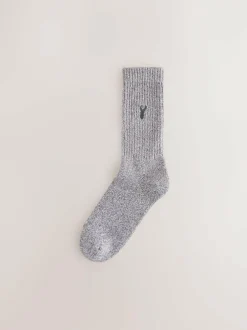 Next Stag Embroidered Heavyweight Socks 10 Pack Blue/Grey Twisted New