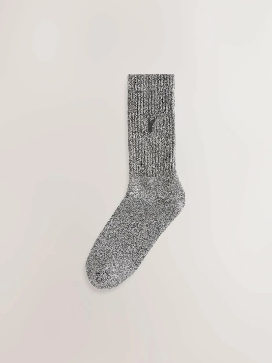 Next Stag Embroidered Heavyweight Socks 10 Pack Blue/Grey Twisted New