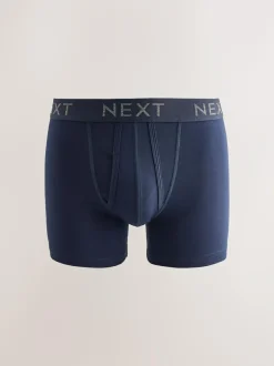Next Blue/Grey/Black 5 Pack A-Front Cotton Rich Boxers