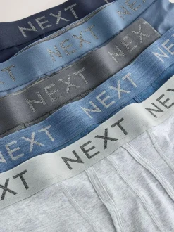 Next Blue/Grey/Black 5 Pack A-Front Cotton Rich Boxers