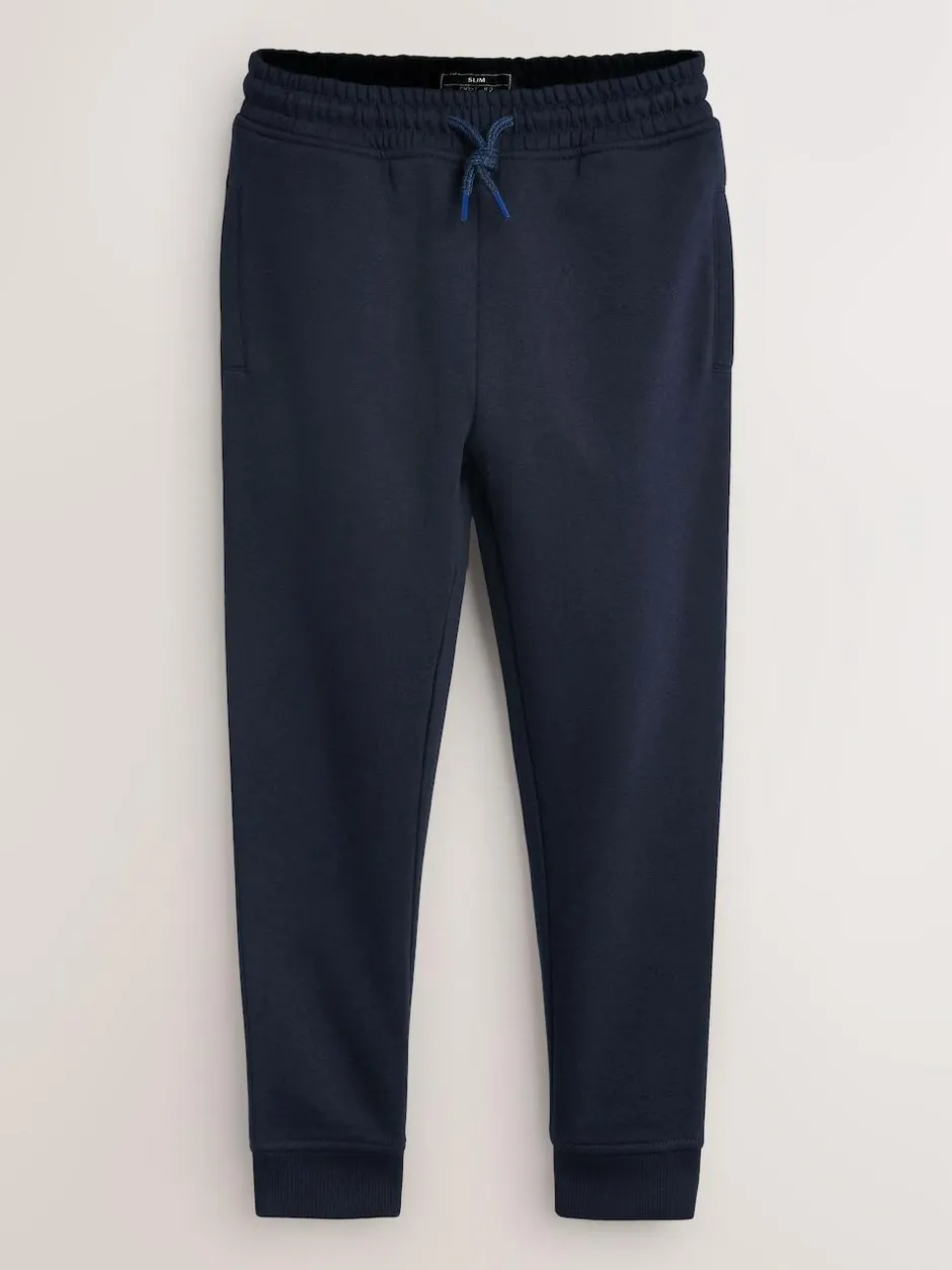 Next Slim Fit Basic Joggers 5 Pack (3-16yrs) Blue/Grey/Black Outlet