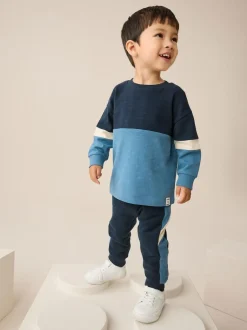 Next Long Sleeve Soft Touch T-Shirt and Joggers Set (3mths-7yrs) Blue/Navy Online