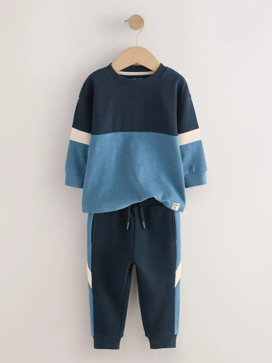 Next Long Sleeve Soft Touch T-Shirt and Joggers Set (3mths-7yrs) Blue/Navy Online