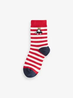 Next Blue/Red London Bus Character Cotton Rich Socks 5 Pack Discount