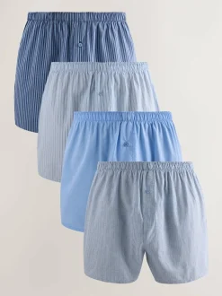 Next Blues Mixed Pattern 4 pack Woven Pure Boxers