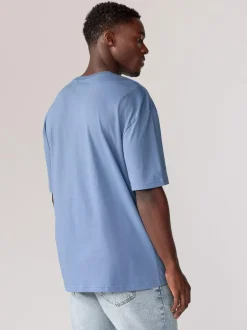 Next Essential Cotton T-Shirts Relaxed Fit 5 Pack Blues/Green/Purple/Neutral New