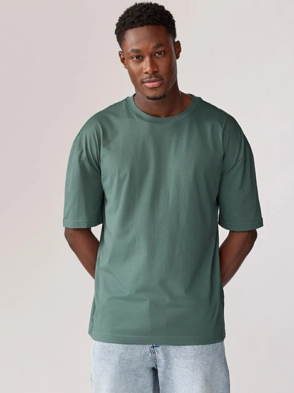 Next Essential Cotton T-Shirts Relaxed Fit 5 Pack Blues/Green/Purple/Neutral New