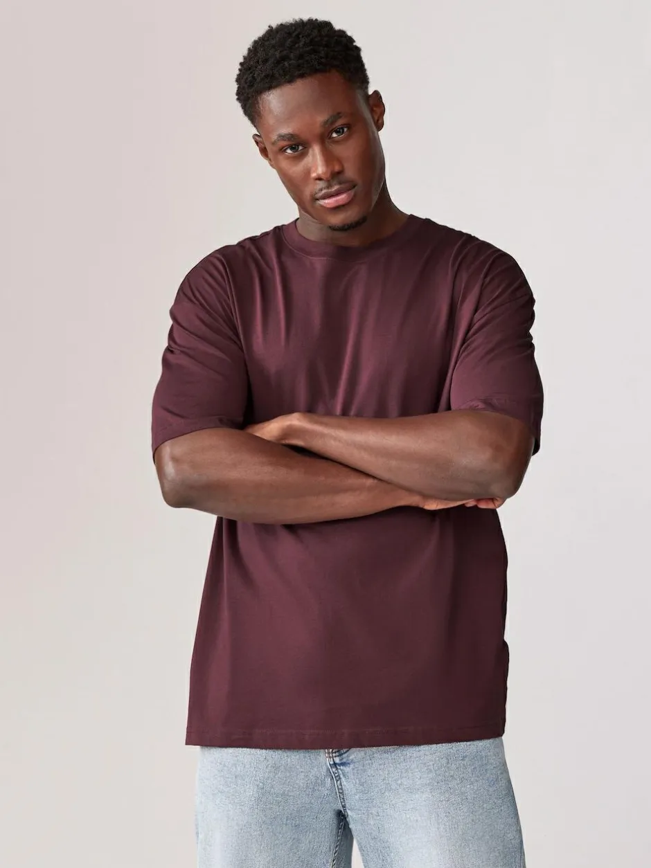 Next Essential Cotton T-Shirts Relaxed Fit 5 Pack Blues/Green/Purple/Neutral New