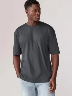 Next Essential Cotton T-Shirts Relaxed Fit 5 Pack Blues/Green/Purple/Neutral New