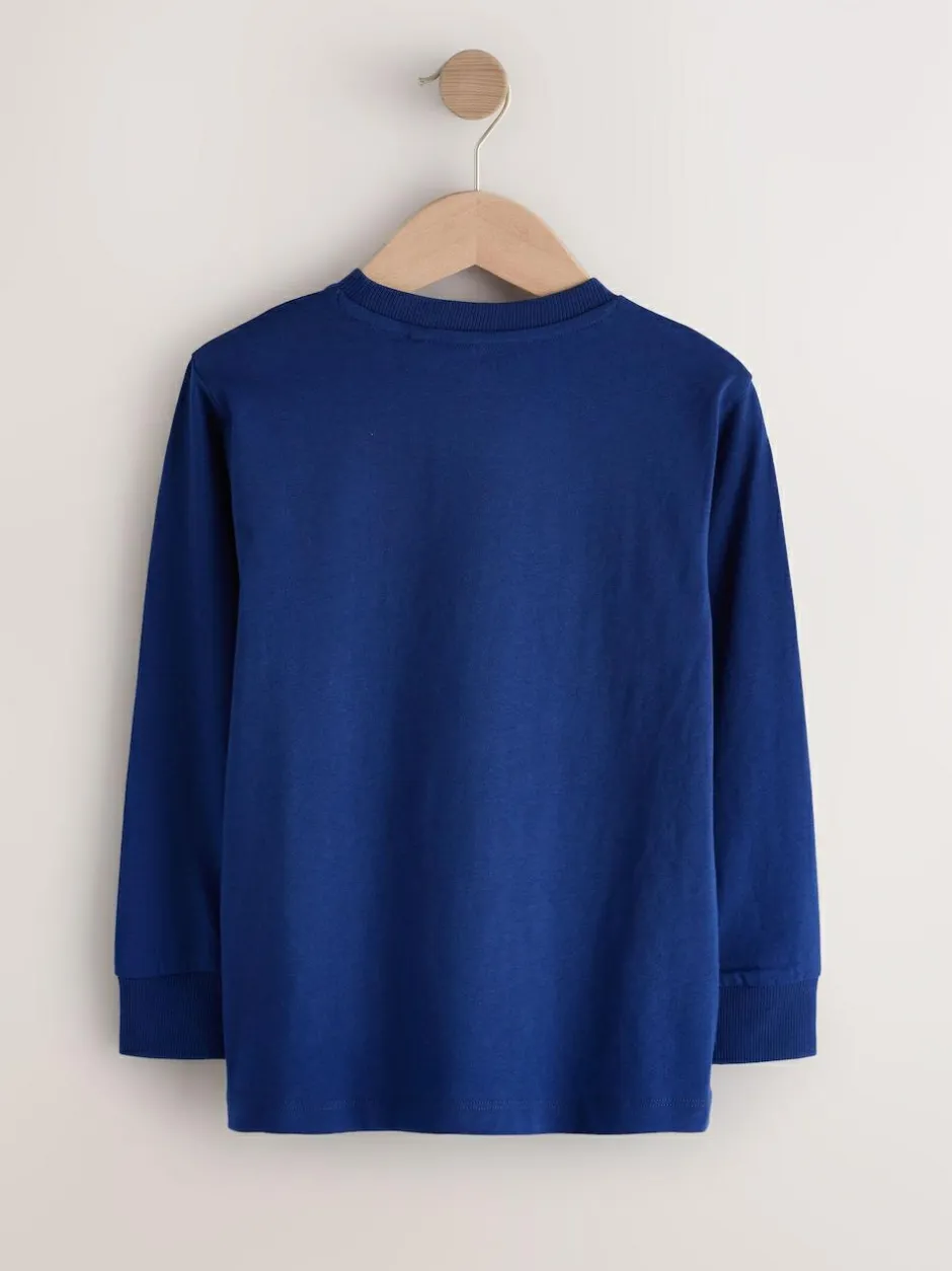 Next Blue/Teal/Black Football Relaxed Fit Graphic Print Long Sleeve T-Shirts 3 Pack (3-16yrs) Hot