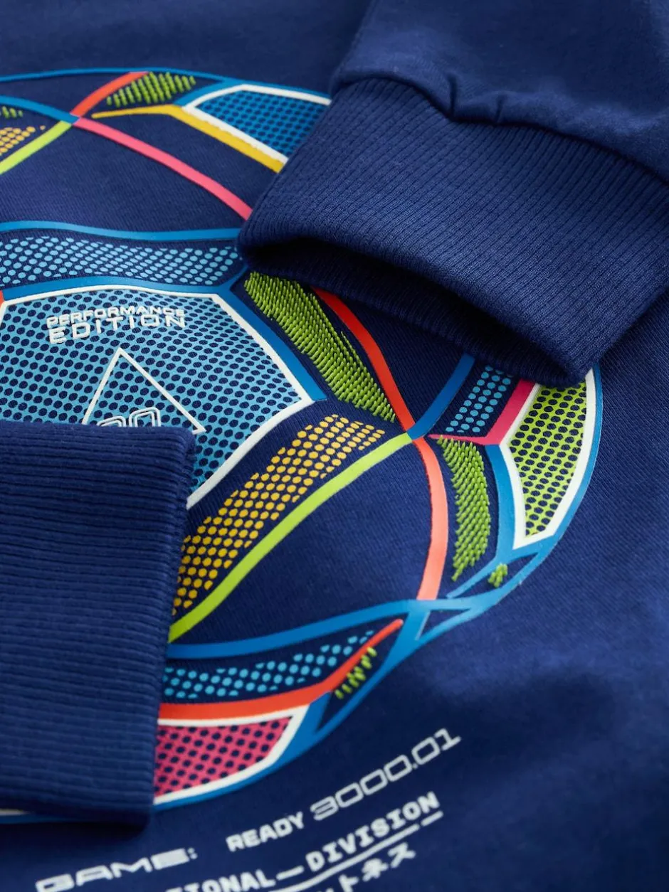 Next Blue/Teal/Black Football Relaxed Fit Graphic Print Long Sleeve T-Shirts 3 Pack (3-16yrs) Hot