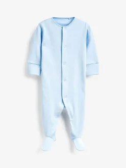 Next Blue/White 5 Pack Baby Sleepsuits (0-2yrs) Online
