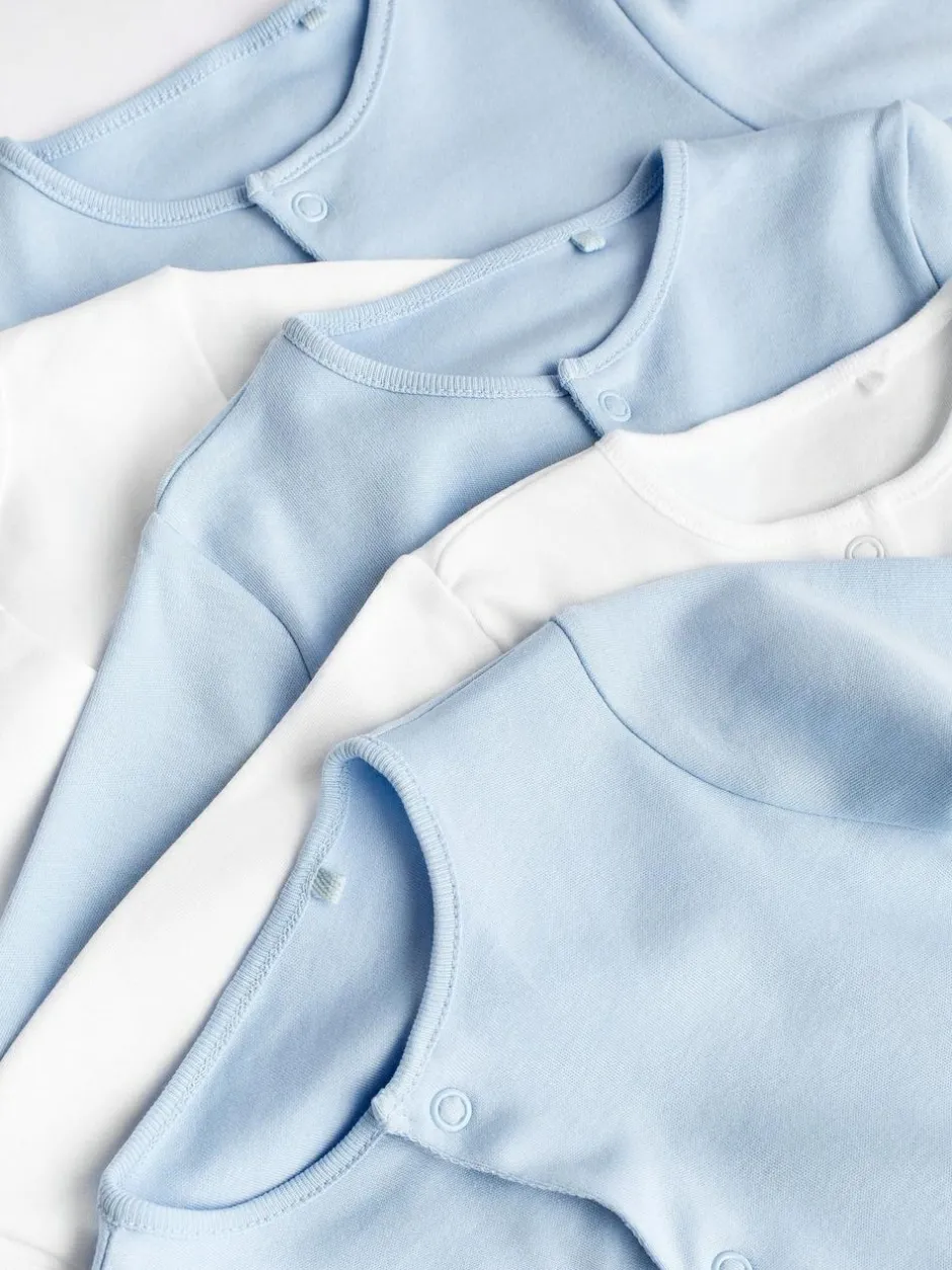 Next Blue/White 5 Pack Baby Sleepsuits (0-2yrs) Online