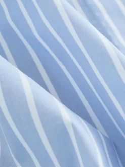 Next Blue/White Stripe Fitted Stretch Essential Long Sleeve Shirt Clearance