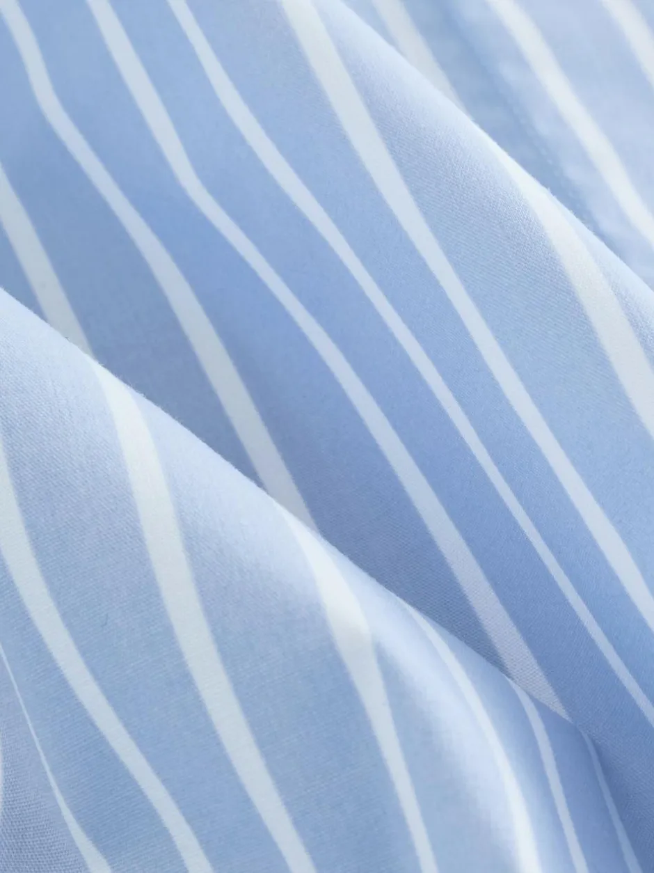 Next Blue/White Stripe Fitted Stretch Essential Long Sleeve Shirt Clearance