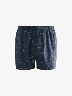 Next Blue/White/Green Floral 4 pack Woven Pure Boxers New