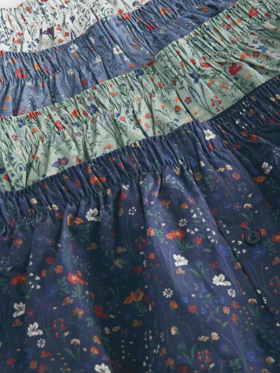 Next Blue/White/Green Floral 4 pack Woven Pure Boxers New