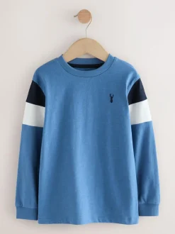 Next Long Sleeve Colourblock T-Shirts 3 Pack (3-16yrs) Blue/White/Green Discount