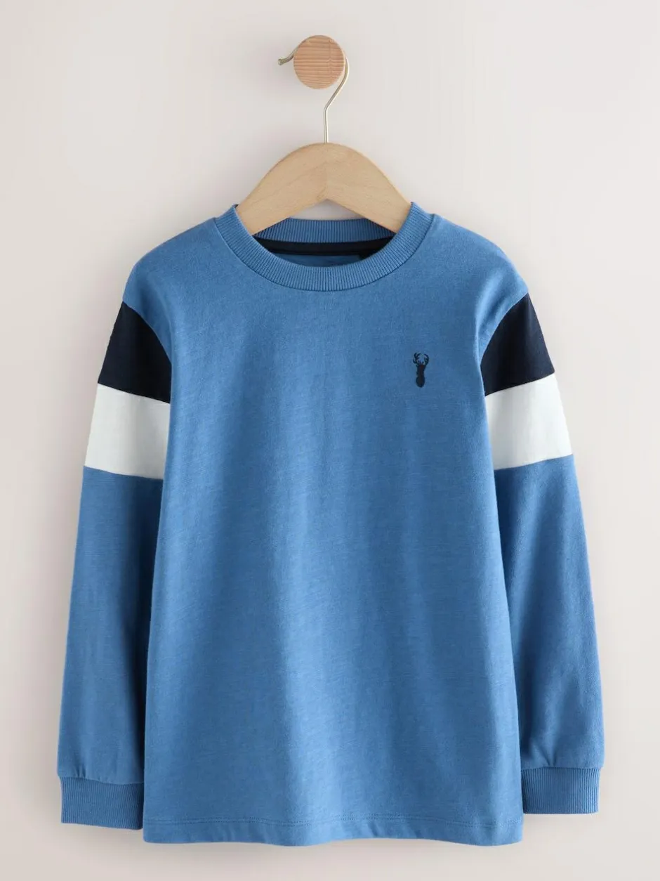 Next Long Sleeve Colourblock T-Shirts 3 Pack (3-16yrs) Blue/White/Green Discount