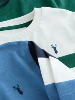 Next Long Sleeve Colourblock T-Shirts 3 Pack (3-16yrs) Blue/White/Green Discount