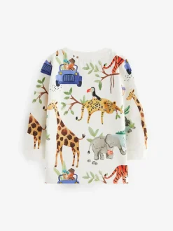 Next Long Sleeve Animal Print Character T-Shirts 3 Pack (3mths-7yrs) Blue/Yellow Safari Online
