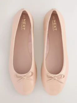 Next Blush Pink Patent Standard/Wide Fit Round Toe Ballerina Shoes