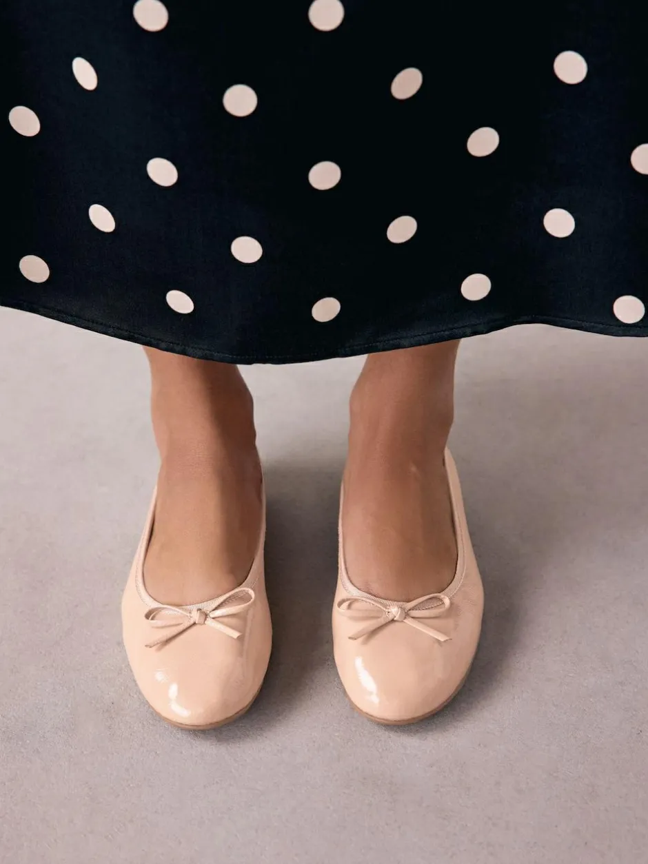 Next Blush Pink Patent Standard/Wide Fit Round Toe Ballerina Shoes