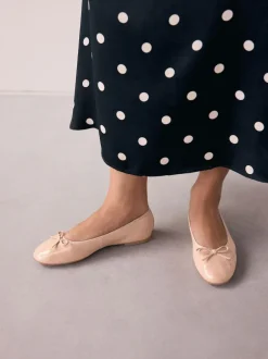 Next Blush Pink Patent Standard/Wide Fit Round Toe Ballerina Shoes
