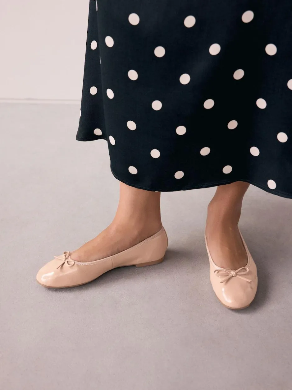 Next Blush Pink Patent Standard/Wide Fit Round Toe Ballerina Shoes