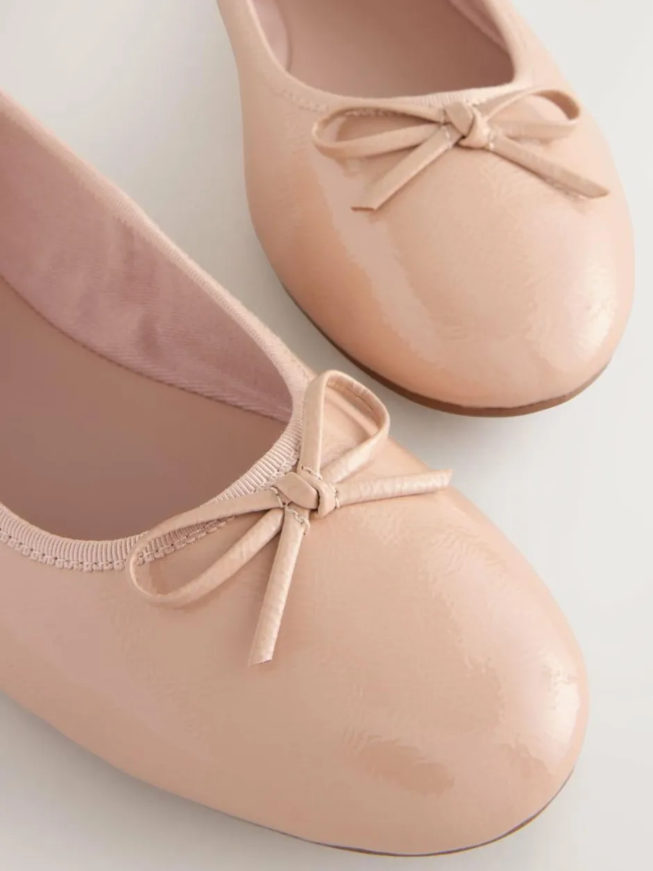 Next Blush Pink Patent Standard/Wide Fit Round Toe Ballerina Shoes