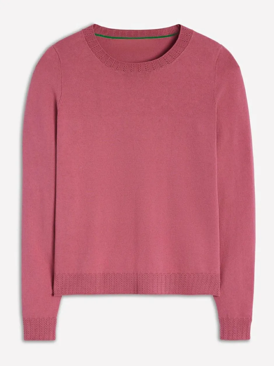 Boden Emilia Cotton Crew Jumper Pink
