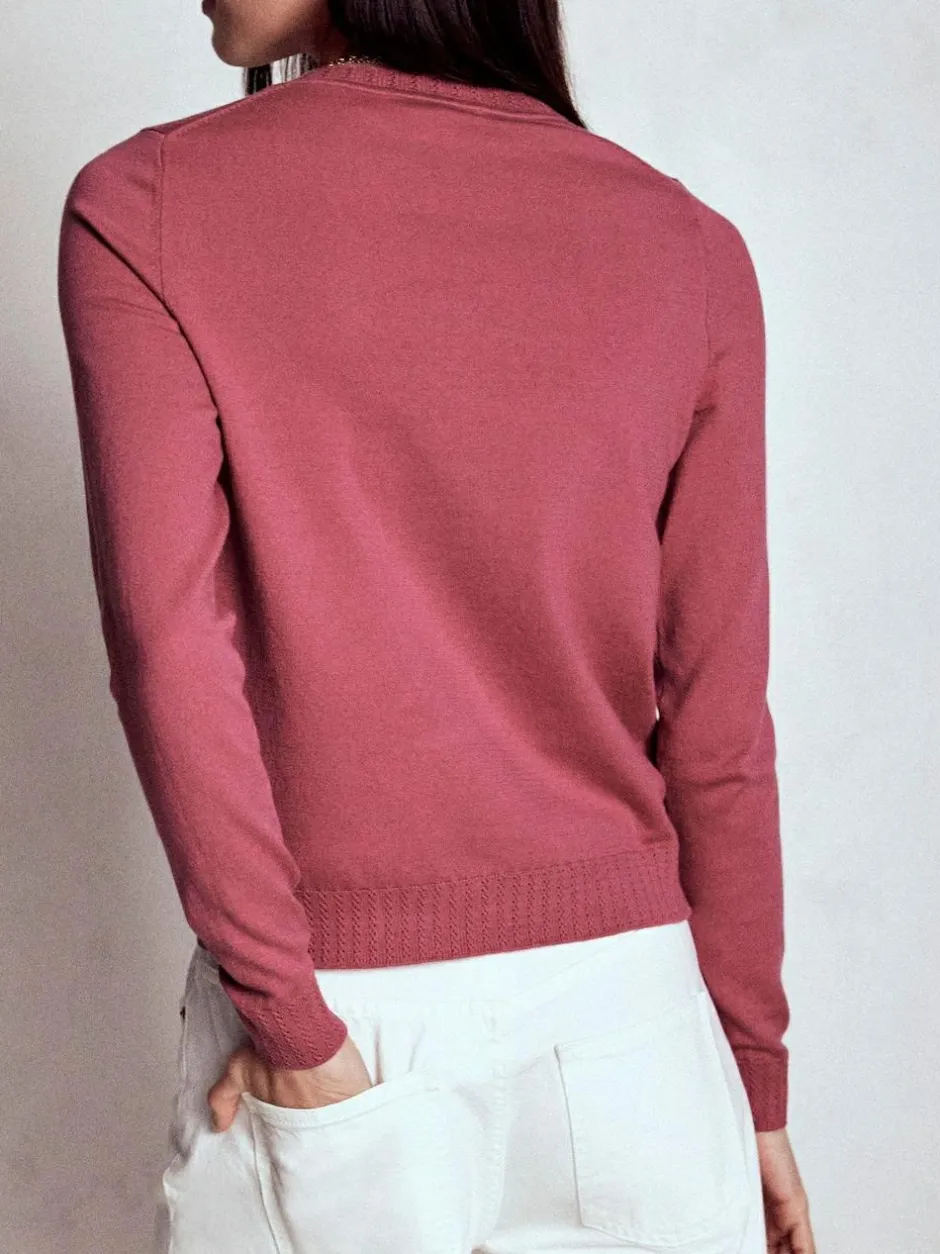 Boden Emilia Cotton Crew Jumper Pink