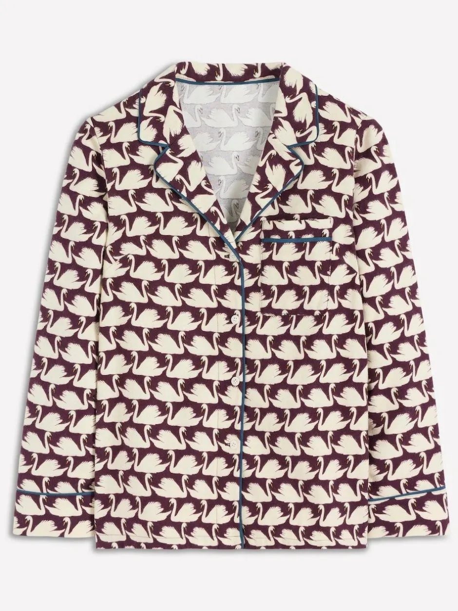 Boden Brushed Cotton Pyjama Shirt Purple Best